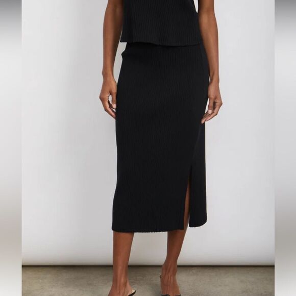 Nwt Rails Angie Midi Skirt True Black Ribbed